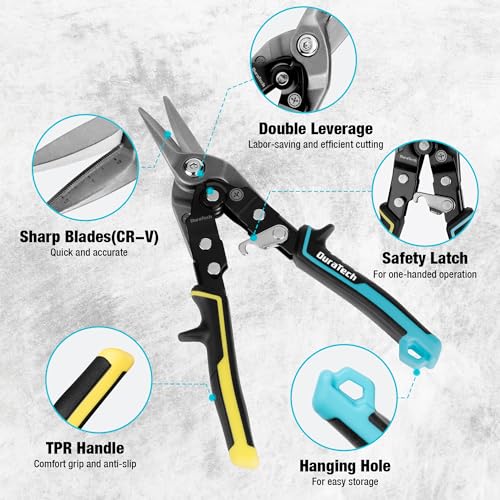 DURATECH 3PCS 10" Aviation Snips Set, Left, Right & Straight Cut - style: Left/Straight/Right