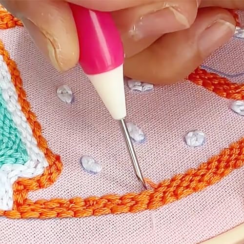 Allazone 3 Set Punch Needle Embroidery Kits, Punch Needle Kits for Adults Beginner, Punch Needle Tool with Punch Needle Cloth, Yarns and Sewing Needles (Sunset and Mountains) - color: sunset