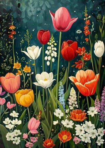MYBISYMQQ Flower Stamped Cross Stitch Kits, DIY Flowers Cross Stitch Ornament Kits for Adults Beginners, Counted Embroidery Needlepoint Kits Home Decor 15.7x11.8 inch - color: D045