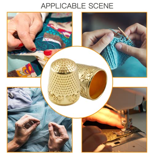 Coufce 4 Pcs Gold Metal Sewing Thimble - color: gold