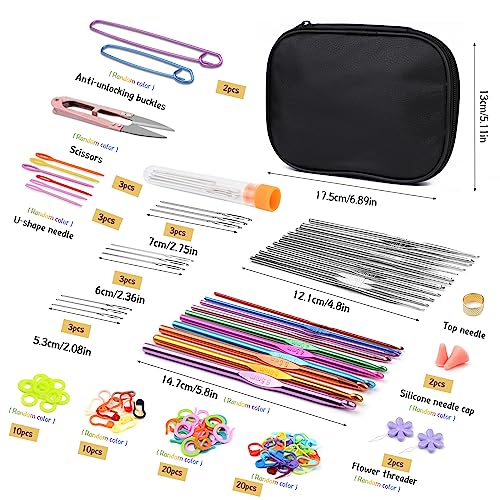 IMZAY 110 Pcs Crochet Hooks Set 0.6–6.5mm Crochet Needles for Yarn - color: Black, size: 110 Pcs