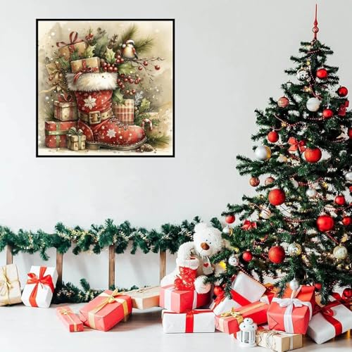 Dugsmgd Christmas Diamond Art Kits for Adults, Diamond Painting 12x12in - color: Christmas boots