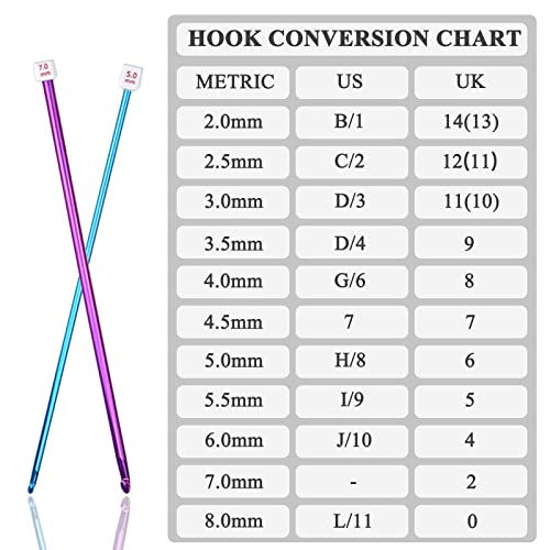 Coopay 11Pcs Tunisian Crochet Hooks Set-Long Crochet Hook, 2mm(B)-8mm(L) - color: Multicolor Tunisian Afghan Set