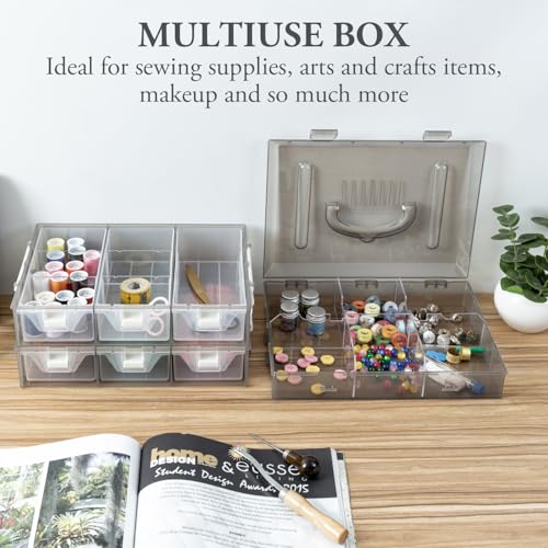 MyGift Smoke Gray Craft Storage Organizer Case, 24 Compartments & 6 Drawers - color: Grey
