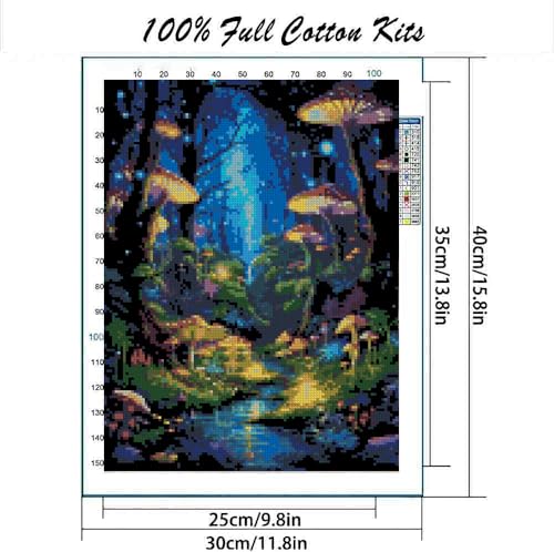 Glow Forest Cross Stitch Kits, Embroidery Starter Kit for Adult Beginners, 11CT Cross-Stitch Patterns Dimensions Kit Arts，Needlepoint Kit Crafts for Home Decor 15.7x11.8 inch - color: T008