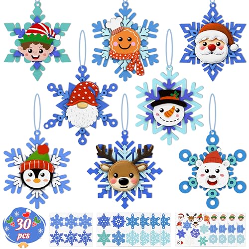 80UncleKimby 30pcs Christmas Winter Crafts for Kids - DIY Snowflake Felt Ornament Kit for Holiday Party, Classroom Arts and Craft Kits Bulk