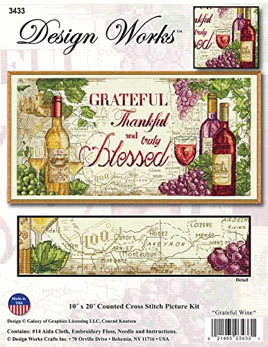 Grateful Wine Counted Cross Stitch Kit