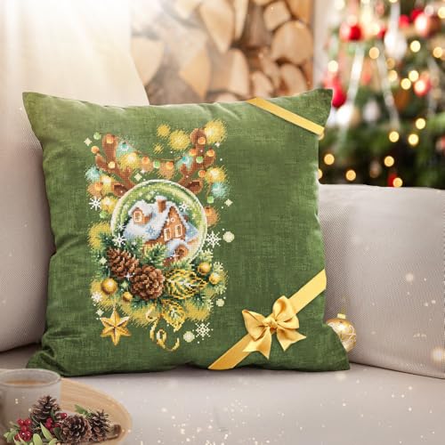 Wizardi Counted Cross-Stitch Kit Light Christmas 100-245 Magic Needle. Advanced Needle Punch Kits for Adults Painted, Beginner Needlepoint Kits for Adults - color: Light Christmas