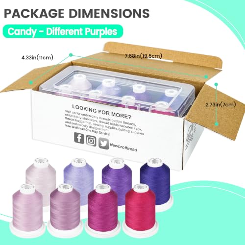 New brothread 100% Mercerized Cotton Threads with Box -8xCandy - color: 8 X Candy(Different Purple)