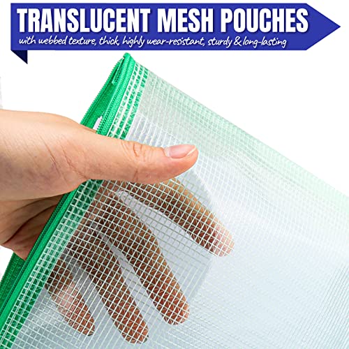 LEOBRO 20PCS Zipper Pouch, A4 Mesh Zipper Pouch Bags, Waterproof Bag, Mesh Bags for Classroom Organization, Toy Storage, School Supplies, Travel Essentials, File Jackets & File Pockets