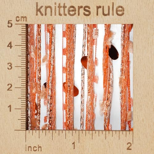 Artisanal Yarn Collection Multifiber Fancy Yarn for Knitting Crocheting Crafts DIY, Set of 3 Rolls (Orange Teardrop Sequins) - color: Orange Teardrop Sequins