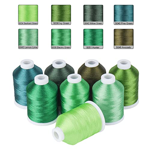 Simthread 8 Shades 550Yds Each 40WT Polyester Embroidery Thread Green Set - color: 550YGreenMadeira