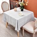 Plaid Farmhouse Tablecloth Checkered Cotton Linen Heavy Weight Table Covers Square 70x70 Inch - color: Grey, size: 70" x 70" (Square)