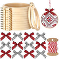Beeveer 12sets/25pcs 4 Inch Embroidery Hoops with Bows, Christmas DIY Craft - color: Red, Black,White, size: 4 Inch