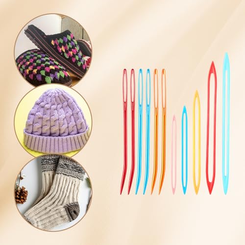 11 PCS Darning Needle, Yarn Needles Large Eye for Crochet Assorted Crochet Needles Multi Sizes Darning Needle for Thick Yarn Knitting Finishing, Plastic & Metal