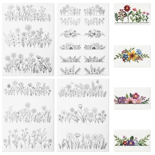 4 Sheets Embroidery Paper Wash Away - Water Soluble Stabilizer for Embroidery Patterns, Stick and Stitch for Hand & Machine Sewing, Stitch Book Supplies & Accessories