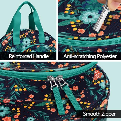 FINPAC Embroidery Project Bag, Embroidery Kits Storage Carrying Tote Bag - color: Navy Bloom