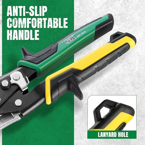 SK 11.5-Inch Tin Snips Heavy Duty, Straight Cut Aviation Snips, Cr-Mo Steel - size: 11.5" Straight Cut