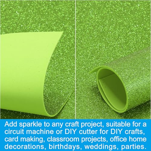 PATIKIL 2mm(1/10") Thick Non Adhesive Glitter Foam Sheet 16x24inch(40x60cm) Light Green, EVA Shiny Foam Board for Craft, 6 Pcs - color: Light Green