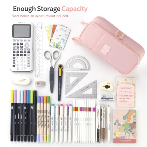 CICIMELON Large Pencil Case Big Storage Pen Pouch Bag with Compartment for School Supplies Office College Teen Boys Girls Adults, Upgraded Pink - color: Upgraded Pink