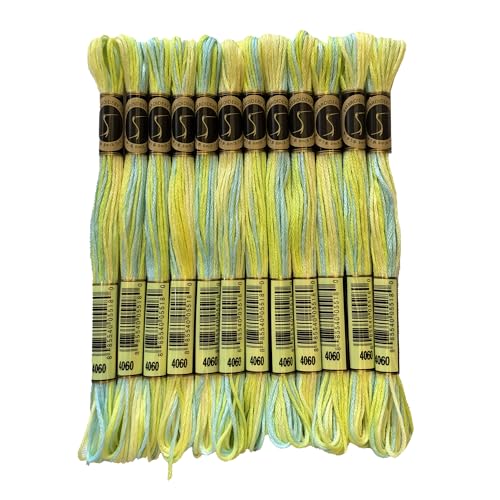Magical Color Variegated Cross Stitch Thread Color Variations Embroidery Floss Pack, 8.7-Yard, Weeping Willow, Pack of 12 Skeins