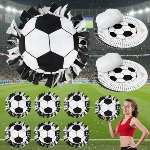 Weysat 6 Sets Soccer Fleece Tied Pillow Craft Kit DIY No Sew Soccer Pillow Gifts with PP Cotton for World 2026 Sports Theme Party Game Day Room Decor World Fans Gifts - style: Soccer Ball