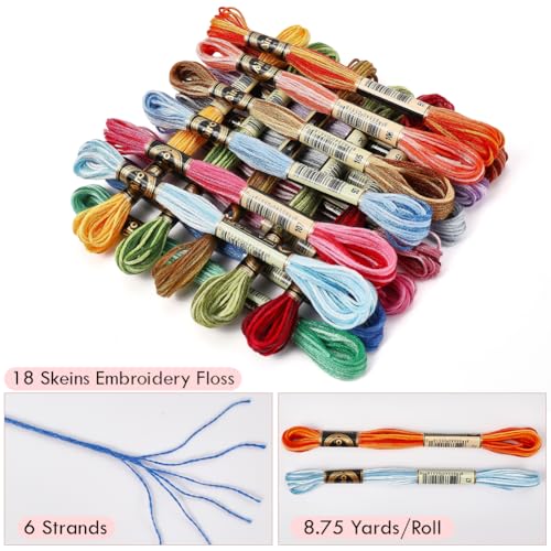18 Skeins 157.5 Yards Variegated Embroidery Floss for Jewelry DIY - color: Rainbow Color
