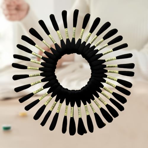 24 Skeins Embroidery Floss Cross Stitch Thread 6 Strands Each 315.0 Inch Craft Floss Set for DIY Sewing Projects (Black) - color: Black, size: 315.0 inch