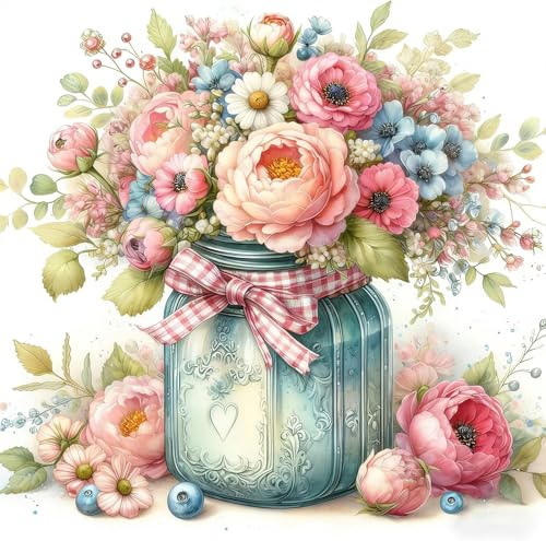 MYBISYMQQ Stamped Cross Stitch Kits - Flower Embroidery Starter Kit for Adult Beginners, Cross Stitch Kits Embroidery Kit Arts and Crafts for Beginners,Crafts for Home Wall Decor 13.7x13.7 inches - color: D070