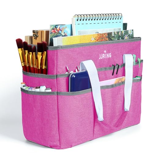 JJRING Craft Organizer Tote Bag Large Art Storage Caddy Deep Red - color: Deep Red, size: Large