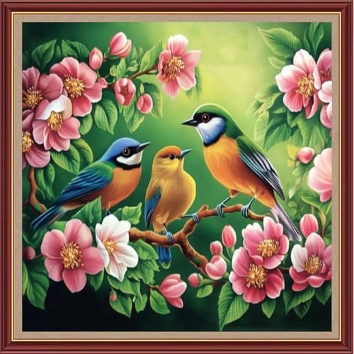 Funchey Counted Cross Stitch Kits for Adults Needlepoint Kits Unprinted Cross Stitching Embroidery Kit 11CT Cross Stitch Supplies&Singing of Birds Fragrance of Flowers 18x18 inch - color: DIYCrafts07