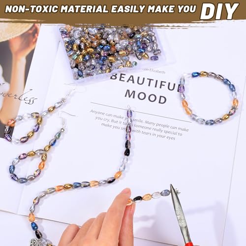 300pcs Glass Crystal Teardrop Beads 6X9mm Drop Glass Spacer Beads Colorful Clear Electroplated Color Crystal Beads for DIY Jewelry Bracelet Making (Drop) - color: Drop
