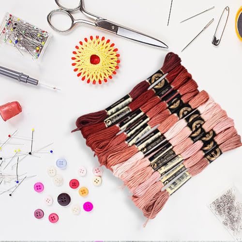 12 Skeins 6 Strands Red Brown Embroidery Thread for Hand Sewing - color: Light Red