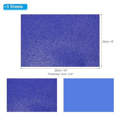 PATIKIL Dark Blue Shiny EVA Glitter Foam Sheet 11.8 x 7.9 Inch 2mm Thick Sparkle EVA Glitter Felt for Crafts DIY Project, 5 Pcs - color: Dark Blue