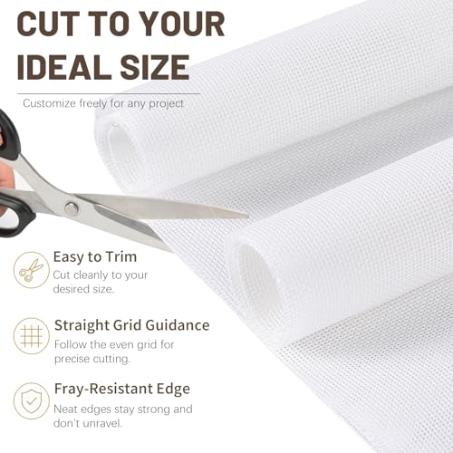 LUFEEMGA Needlepoint Blank Canvas 18 Mesh Beige Needlepoint Canvas Embroidery Blank White Cloth Cotton,100% Cotton Fabric 20'‘x17'' Durable&Beginner Friendly Cross Stitch Canvas
