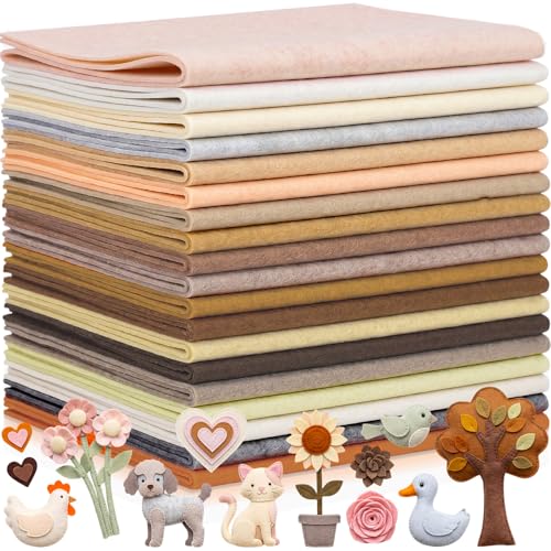 Tegeme 100 Pcs 8 x 12 Inches Felt Sheet for Craft Thin, Light Brown Series - color: Light Brown Series