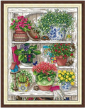 Aiorkeng Cross Stitch Kits Stamped Full Range of Embroidery Starter Kits for Adults Beginners DIY Needlepoint Kit 14CT 2 Strands -Printed kit Flower Shelf (Printed) 13.4×17.3 inches - color: Flower shelf44×56CM