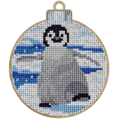 Wizardi Wonderland Crafts Cross-Stitch kit on Wood FLW-013 - color: White Penguin