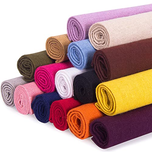 16 Pcs/Set Embroidery Linen Fabric Squares 19 x 19 Inch - color: 16 Pcs Colored