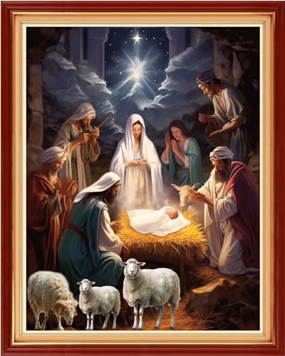 Funxvoot Stamped Cross Stitch Kits Beginners Full Range of Embroidery Kits for Adults 11CT Embroidery Patterns Needlepoint Kits Printed Cross Stitch Kits-Nativity 16x20 inch - color: Craftsstyle04