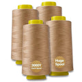 Dark Cream Serger Thread, All-Purpose Thread for Sewing, Polyester, 4 Cones of 3000 Yards Each Spool for Sewing Machine - color: 4 Dark Cream