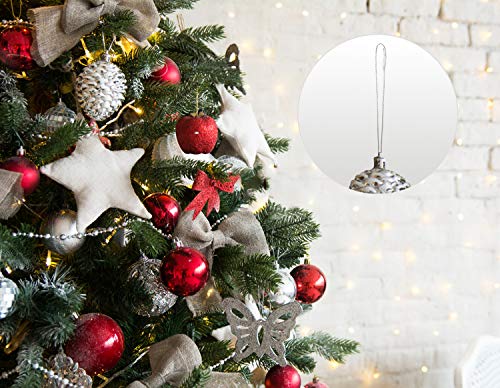 Christmas Tree Ornament String Hanger Precut Ribbon Hook with Snap Fastener - color: Silver, size: 200pcs