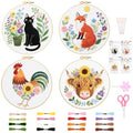 ORIGACH 4 Pcs Flower and Animal Embroidery Kit for Beginners - style: Flower & Animal