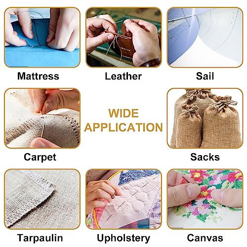Heavy Duty Hand Sewing Needles Kit, 14 PCS with 10 Leather & 4 Curved Needles for Home Upholstery, Carpet Canvas Repair - color: 14PCS&7SIZE