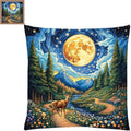 Fanxvivy Stamped Cross Stitch Kits for Adults Beginners Pillow Needlepoint Kit with Embroidery Pattern Needlework Kit Prestamped Stitches Kit 11CT Cross Stitching-Deer Under Starry Sky 18x18 inch - color: Pre-pattern 44