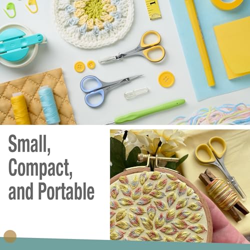 Beaditive Sewing and Embroidery Scissors Set (2 pcs) Curved and Straight, Sharp, Stainless-Steel Design | Precision Tips, Ergonomic Rubber Handle Grip | Small, Compact DIY Use (Extra Sharp) - color: Extra Sharp
