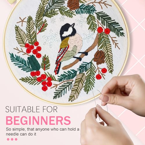 Huacan Embroidery Kit for Beginners Easy Needlepoint Kits for Adults with Stamped Embroidery Patterns. (Bird) - style: Bird
