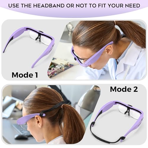 Dilzekui Magnifying Glass w/Light,1.5X-5X Magnifying Glasses Acrylic Lenses - color: Purple