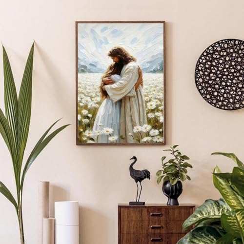 niurenmaoyi Stamped Cross Stitch Kits for Beginners,Counted Embroidery Craft Kits for Adults,Needlepoint Kits for Adults,Jesus Hugging Woman Christian Wall Art 11.8X15.8In - color: Cross Stitch Kits1215-03