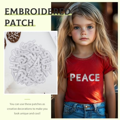 72 Pcs Iron On Letters & Numbers Patches for Tote Bags Hats Clothing White - color: White, size: Letters & Numbers